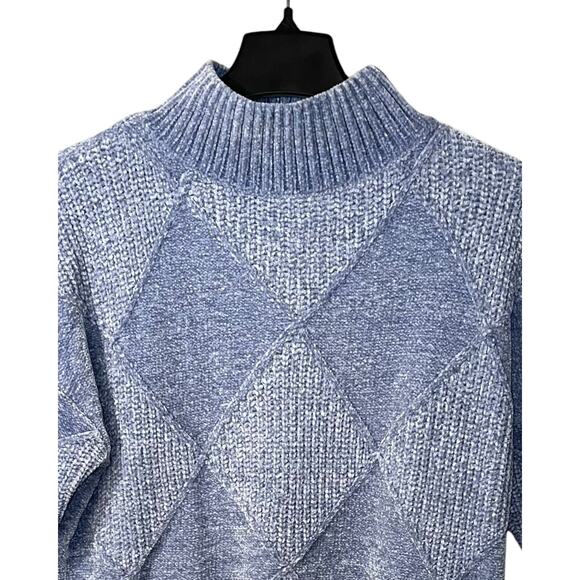 Christian Siriano Sweater Womens Size L Blue Long Sleeve Pullover Mock Neck Soft - Picture 3 of 9